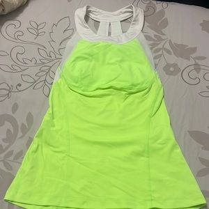 lululemon athletica Neon Green and White Tank Top